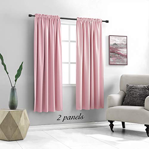 Image of DONREN 72 Inch Curtains for Living Room - Blackout Thermal Insulated Window Drapes with Rod Pocket (2 Panels,42 x 72 Inch,Pink)