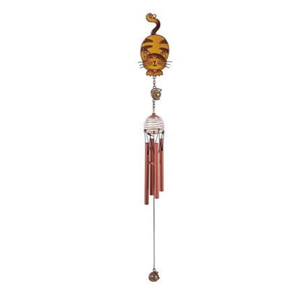 StealStreet SS-G-99284 Wind Chime Copper and Gem Cat Garden Bell Decoration Hanging Porch Decor