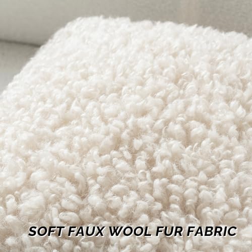 FUTEI Beige Decorative Throw Pillow Covers 20x20 Inch Set of 2,Soft Fluffy Faux Wool Fur Boucle Textured Cushion Case,Modern Home Decor for Couch Bed Living Room Office