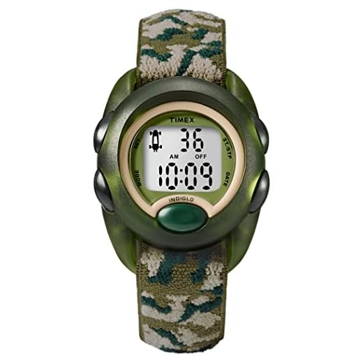 Timex Boys T71912 Time Machines Digital Green Camouflage Elastic Fabric Strap Watch