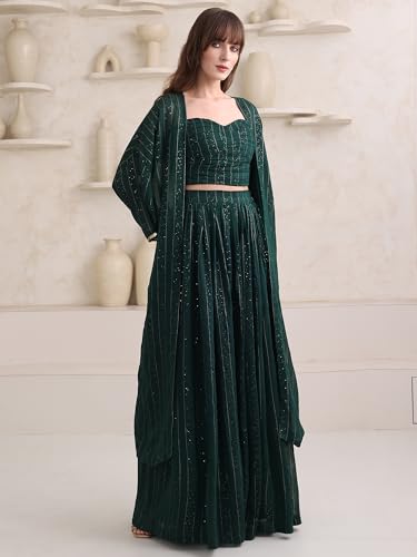 Image of PURVAJA Women's Maxi Fit & Flare Viscose Ethnic Co-Ords
