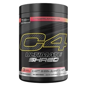 Cellucor C4 Ultimate Shred Pre Workout Powder, Fat Burner for Men & Women, Weight Loss Supplement with Ginger Root Extract, Strawberry Watermelon, 20 Servings, 12.3 Ounce (Pack of 1)