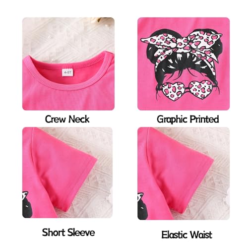Image of OLMRJKD Kid Toddler Girl Clothes Summer Short Sleeve Figure Graphic Tee Shirt + Shorts Summer Outfits Set