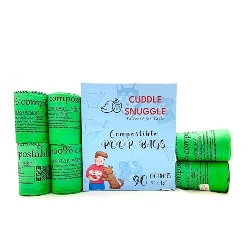 Image of Compostable Dog Poop Bags, 90 Count (6 Rolls) | Leak-Proof, Extra Thick, Biodegradable Waste Bags | Eco-Friendly Pet Cleanup | Potty Picker Bags for Dogs |(Green /Red)
