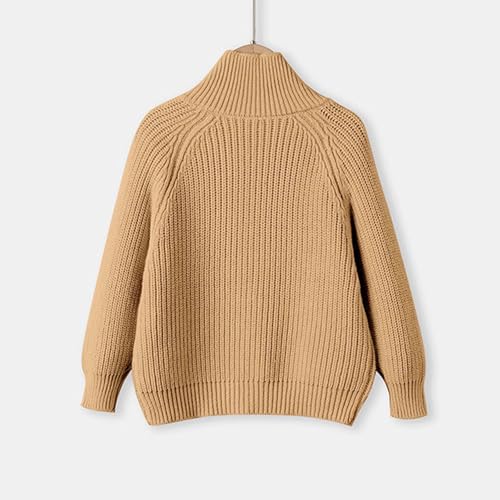 Toddler Kids Cotton Sweater Boys Girls Full Zip Up Cable Ribbed Knit Mock Neck Outerwear Casual Preppy Long Sleeve Tops3