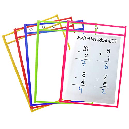 Diealles Shine Abwischbare Durchsichtige Hüllen, 10 Stück Reusable Dry Erase Pockets Schreibwaren Lieferungen für Büro und Schule, 35.5×25.5 cm