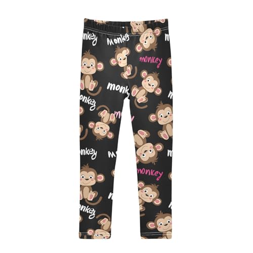 Funny Monkey Words Girls Leggings Soft Stretch Workout Yoga Dance Pants for Kids Casual Tights