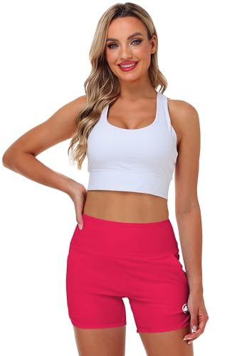 Image of AOBUTE Womens High Waisted Swim Board Shorts UPF 50+ Quick Dry Swim Trunks with Pockets