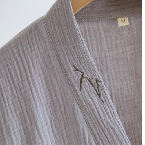 Cambkatl Linen Pajama Sets for Men 2 Piece Loungewear Bathrobe Loose Long Sleeve Wrap Shirts & Pjs Pants Kimono Sleepwear4