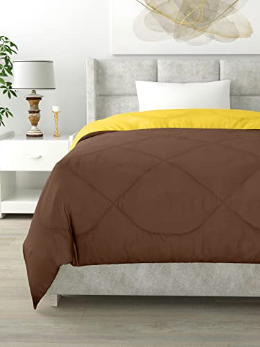 Image of Clasiko Reversible Single Bed Comforter; 60x90 Inches; 200GSM; Yellow & Brown