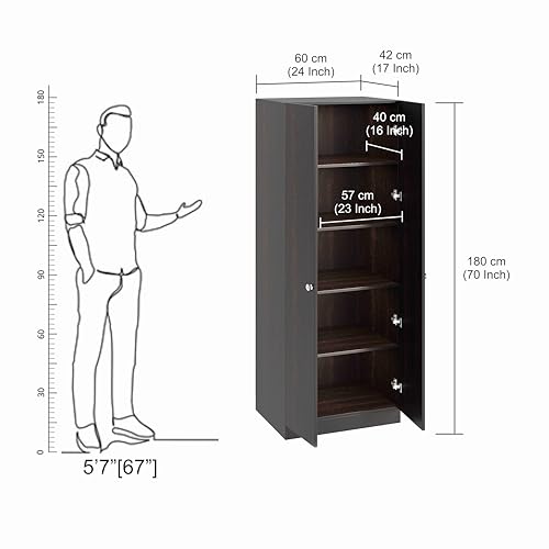 Image of FURNEASER Fanciable Engineering Wood 2 Door Wardrobe Almirah for Clothes | Double Door Cabinet Closet Organizer | Multipurpose Cupboard for Bedroom Living Room | 60 x 42 x 180 CM (Wenge)