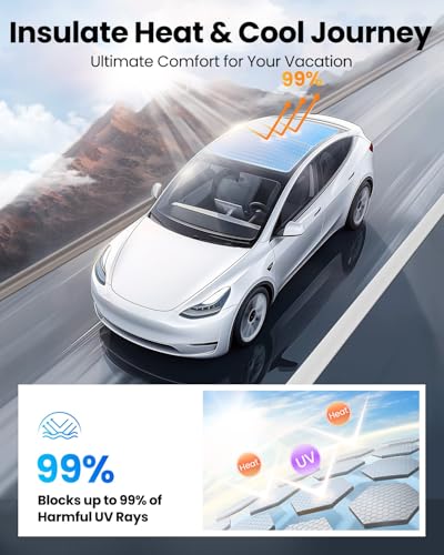 Image of REEVAA Tesla Model S (2026-2022) Sunshade Roof Accessories, Gray | OEM Fit; Full Blackout & Heat-Blocking; Protect Interior & Reduce A /C Workload; Two-Piece Magnetic Design Prevents Sagging