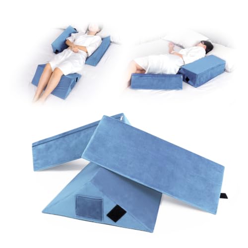 Image of Fanwer Positioning Wedge Pillow for Side Sleeping (3 in 1),19.69 inch,LightBlue | 40 Degree Triangle Bed Wedges & Body Positioners for Back Pain,Preventing Bedsores,After Surgery,Knees Elevated,Pregnancy