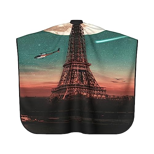 Cape de coupe de cheveux Eiffel blanche ajustable et imperméable pour coiffure à la maison - 2