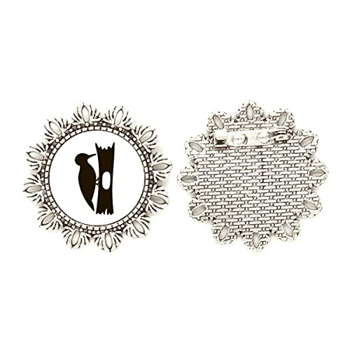 Broche de plata pájaro carpintero negro joya de solapa