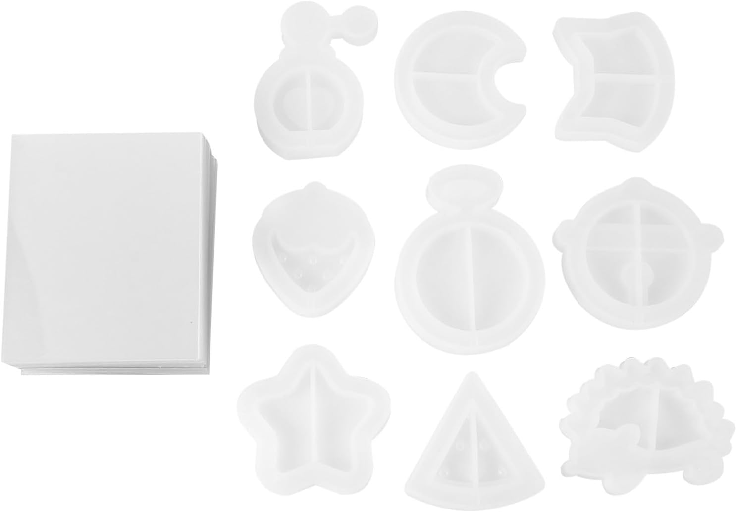 Silicone Key Chain Mold with PVC Seal Films 9pcs for DIY Crafters