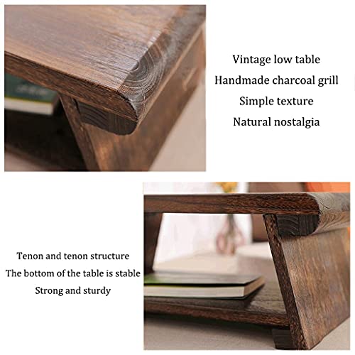 Table basse tatami pliante en bois avec rangement pour salon rétro
