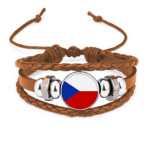 Bracelet cuir République Tchèque pour supporter et look casual