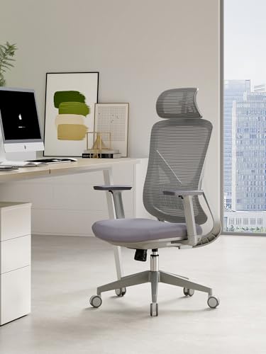 Cadeira de escritório ergonômica, malha de encosto alto, encosto ...