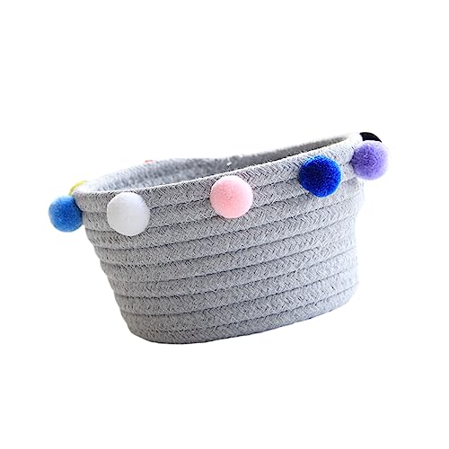 TOYANDONA 1個 北欧スタイルの収納バスケット デスクトップ収納バスケット コットンロープオーガナイザー 北欧の装飾 編まれたランドリーバスケット 織ロープビン 雑貨保存容器 織かご Grey