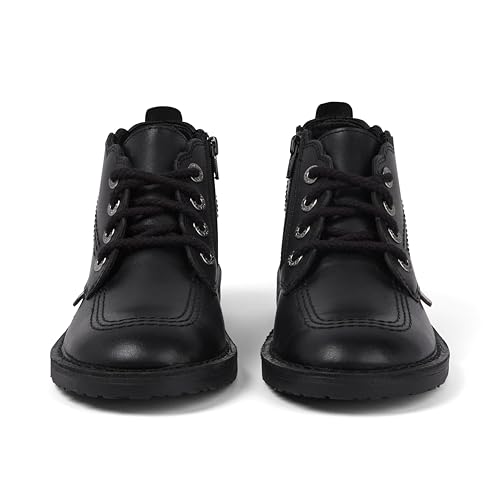 Kickers Fille Adlar Hi Scallop bottine cuir抗磨损儿童短靴拉链好穿脱 - 3