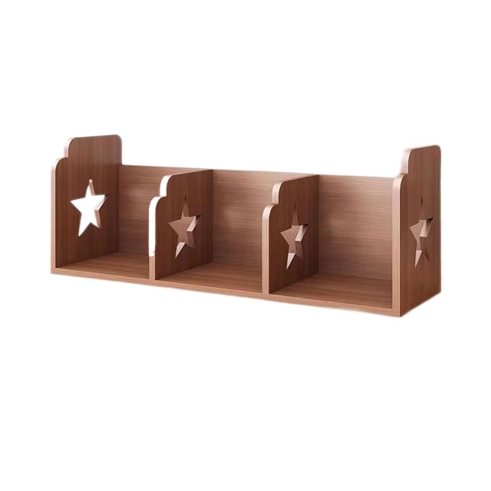 AYCDL Bookcase Wooden Desktop Shelf, with 3 Compartments Display Shelves, Multipurpose Desktop Bookshelf Storage Organizer for Dorm Office Home Display Shelf,Black Walnut Colour