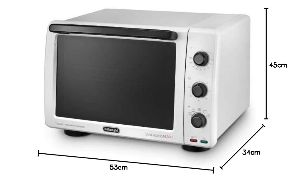De'Longhi Sfornatutto EO32502.WG Forno elettrico, 5 livelli di Cottura, Temperatura 80-220°C, Timer, Capacità 32L, Include Teglia, Griglia, Potenza 2000W, Bianco