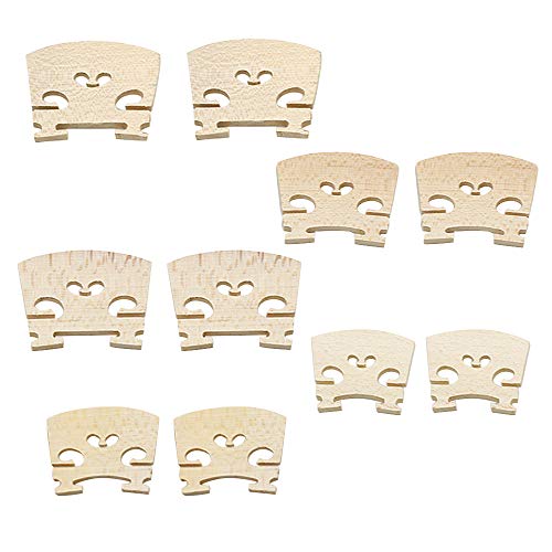 Hordion 10 Pcs 5 Sizes Maple Violin Bridge, 1/8, 1/4, 1/2, 3/4, 4/4 Violin Bridge Tool