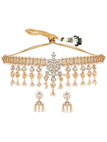 Image of Rubans Necklace Set Kundan Traditional Statement Jewellery Gift for Women & Girls