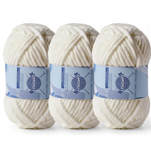 Image of 3 Pack Chunky Chenille Yarn for Crocheting, Baby Yarn for Crocheting Soft Blankets, Bulky Yarns for Crochet Amigurumi, 300g (223yds) Fluffy Velvet Yarns for Hand Knitting (3 Light Khaki)