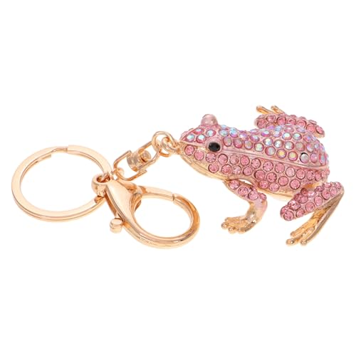 Healeved Sparkling Rhinestone Frog Keychain Fashionable Decor Keyring for Handbag Backpack