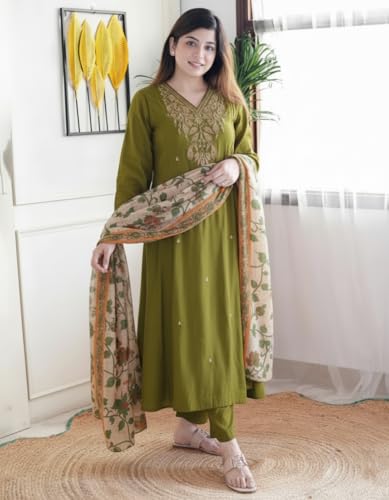 Image of KLOSIA Women Embroidery Kurta and Pant Set with Dupataa