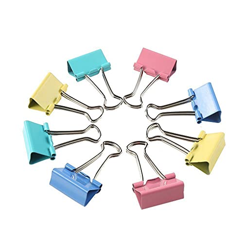 Clip multiusage en métal Foldback Clip Pinces en papier Clip Cravate Bureau de papeterie Pinces Multicolore, pour Office Home (24 pcs x 32 mm) Cover