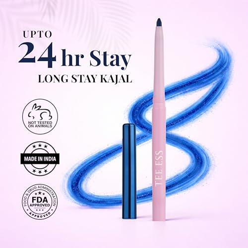 Image of TEE ESS Long Stay Kajal | Retractable Pencil | Waterproof, Smudge Proof | Intense Blue Color | 24H Long Lasting | Smooth One-Stroke Application | With Vitamin E | Twist-Up Blue Kajal | 0.30 gms
