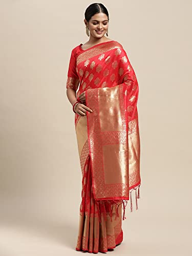 Image of AKHILAM Women's Banarasi Silk Woven Design Saree With Unstitched Blouse Piece (5DIXITA50 Parent)