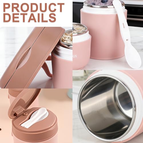 2 vasos de cereales para llevar de acero inoxidable 730 ml con cuchara 4