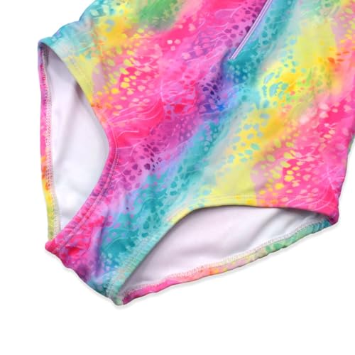 Image of Girls Swimsuits One Pieces Long Sleeve Swimwear UPF50+ Toddler Kids Zipper Sun Protection Bathing Suits Sizes 2-12