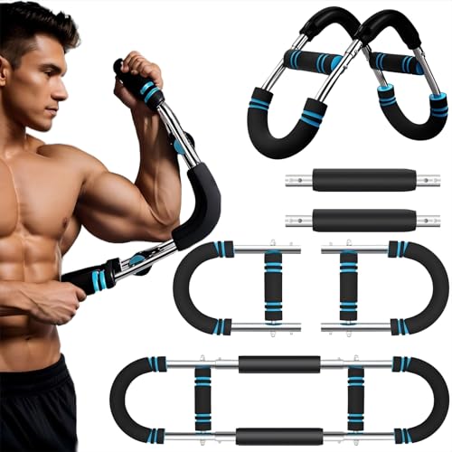 Brusttrainer Männer,Twister Armtrainer (40BL-110BL/18KG-50KG) 6 Stufen Einstellen Verstellbarer Brust Trainingsgerät Unterarmtrainer (Blau)