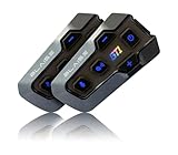 Logto Blaise GT1 Motorcycle Helmet Bluetooth Headset Intercom 2 Riders Music Share Helmet Communication System IPX6 Waterproof (Dual Pack-Black)