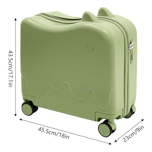 Ride on Suitcase for Kids 18 inch Kids Luggage Suitcases Child Seat Olive for Short Trips, Study Tours, Outings (Green)2