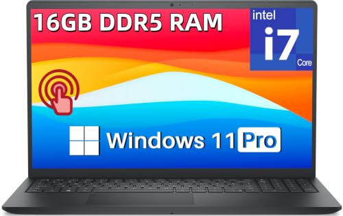 Image of Dell DC15250 Ai Touchscreen Laptop, Intel i7 CPU 16GB DDR5, 512GB SSD | 15.6 inch FHD LED 220 Nits Anti-Glare, Wi-Fi6, Webcam, Copilot Key, Black - Windows 11 Pro