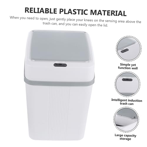 Bote de basura automático con sensor de movimiento y tapa de plástico blanco miniatura 4