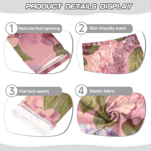 Colored Hydrangea Flowers Girls Leggings Stretchy Dance Pants for Kids3
