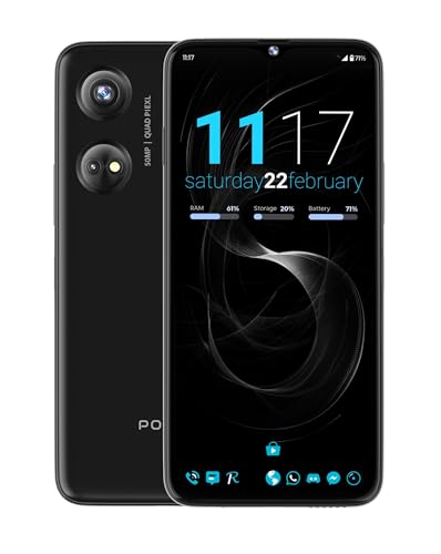POZZI Turbo 25 Unlocked Android 14 Smartphone | 6.7” HD+ Display | 128GB ROM + 6GB RAM | Octa-Core Processor | 50MP Camera | 5000mAh Battery | 4G LTE | Dual Nano SIM | Black | Compatible with T-Mobile