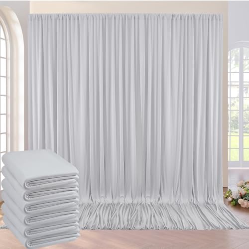 Rideau de fond argenté 6 panneaux polyester pour décoration anniversaire 9x3m