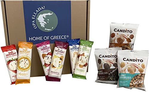 JT-Lizenzen Präsentkorb Griechenland - Geschenkkorb aus Kreta gefüllt mit Soft Nougat Riegel, Nüsse, CANDITO…