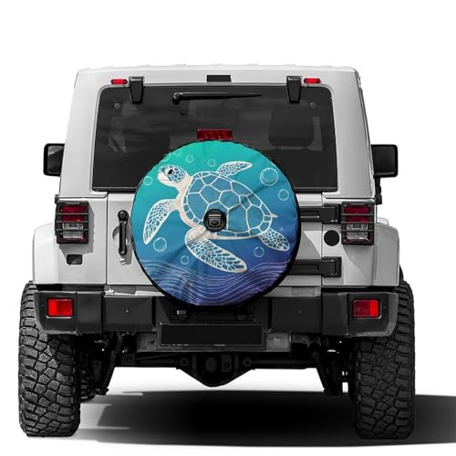 Image of Delerain Spare Tire Cover with Backup Camera Hole Sea Turtle Wheel Covers Waterproof Dust-Proof UV Sun Universal Fit for RV Trailer RV SUV Truck (17 Inch for Diameter 31 inch-33 inch)