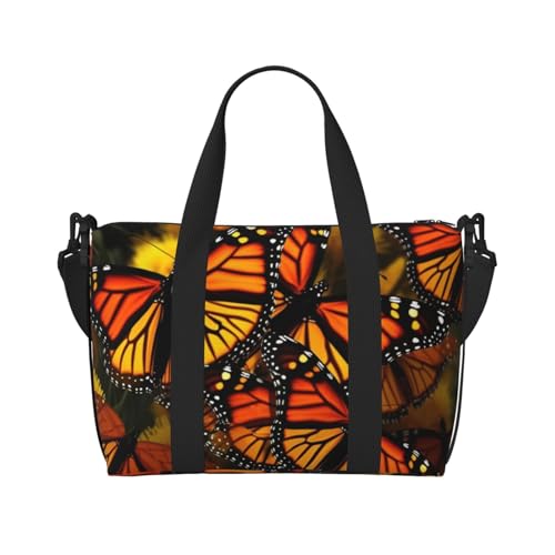 Travel Duffel Bags Personal Item Bag Carry on Luggage Bag Training Handbag Lightweight Waterproof Sports Gym Bag Monarch Butterflies Weekender Bag for Women Men