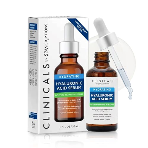 SpaScriptions Hyaluronic Acid Facial Serum – Intensive Hydration & Skin Plumping Serum for Dry Dehydrated Skin, Moisture Boost, Smooth Fine Lines, Fast Absorbing Formula, 1.7 oz Clinicals Collection