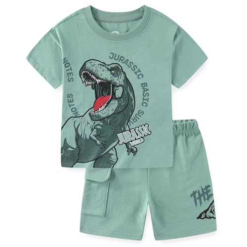Image of Jurassic World Rebirth Boys 2 Piece Short Sleeve T-Shirt and French Terry Shorts Set for Big Kids